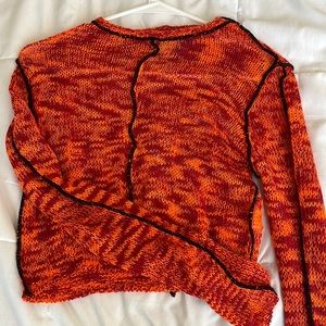 Red and orange knit crop top long sleeve